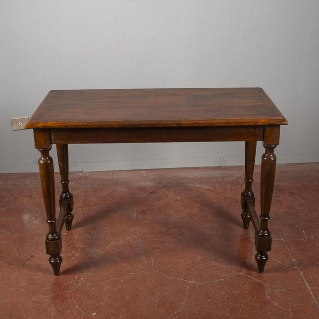 1980s Table with Turned Legs and Threaded Edge Top For Sale - Image 5 of 18