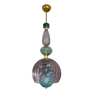 Lilac and Blue Murano Glass Cup Lamp, 1950s For Sale