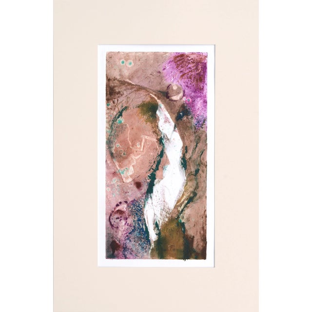 David Stephens Tan and Magenta Abstract Textured Monotype Circa 1990s For Sale - Image 9 of 9
