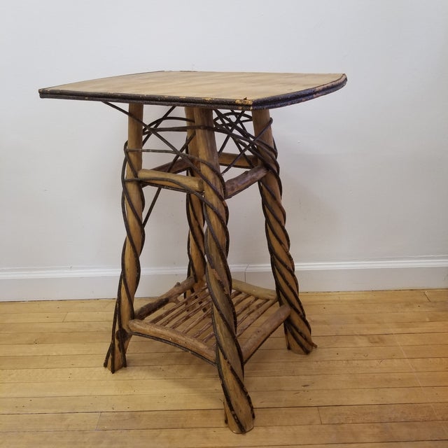 Early 1900s Rustic Twig Side Table – Adirondack, Cabin, Lodge, Arts & Crafts Style For Sale In Chicago - Image 6 of 6