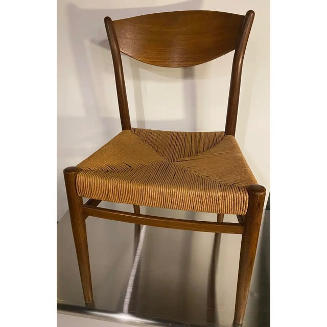 Mid-Century Modern Mid 20th Century Danish Rush and Teak Wood Chair For Sale - Image 3 of 8