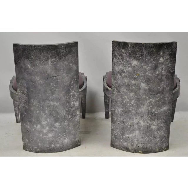 Late 20th Century Vintage Postmodern Art Deco Purple and Gray Lacquer Game Chairs - A Pair For Sale - Image 4 of 12