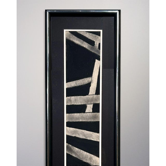 Original 1980s Abstract Charcoal Drawing Framed 52 X 13 For Sale - Image 4 of 5
