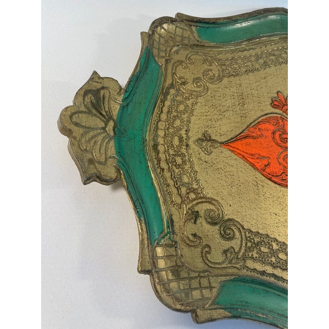 Vintage Rectangular Decorative Florentine Tray, "Made in Italy" For Sale - Image 4 of 12