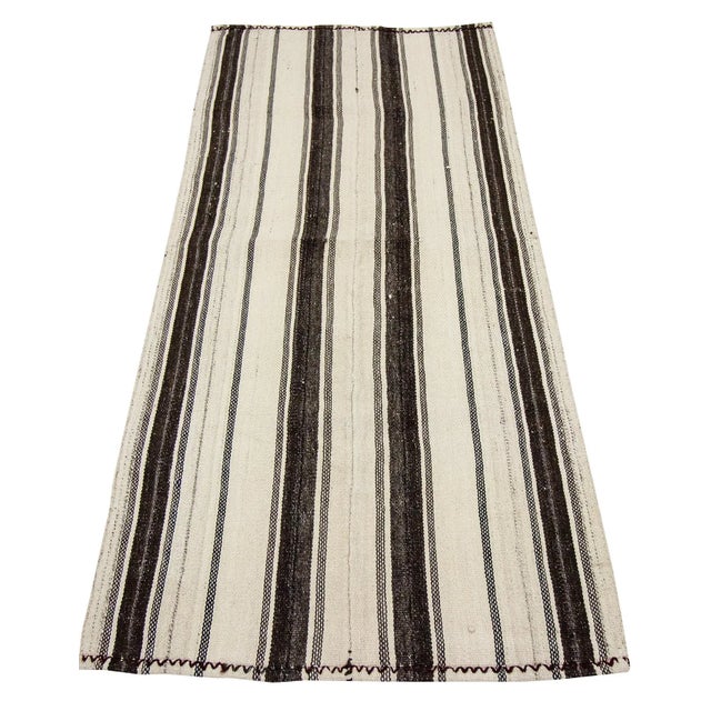 Striped vintage handwoven kilim rug fom Afyon region of Turkey. Approximately 50-60 years old. In very good condition