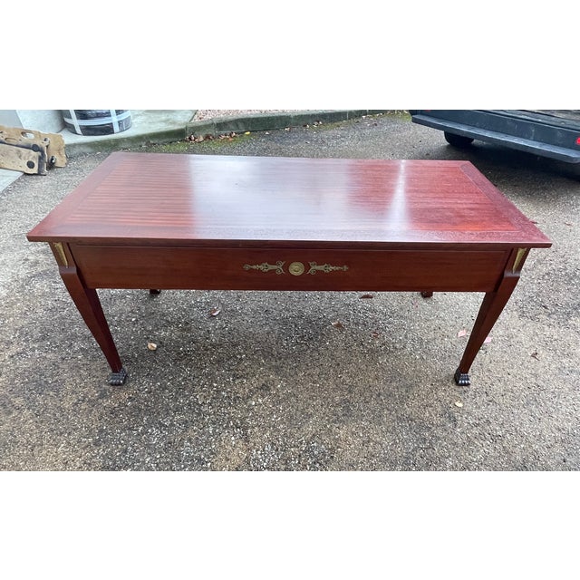Traditional Empire Style Mahogany Directoire Flat Desk with Three Drawers, 1890s For Sale - Image 3 of 10