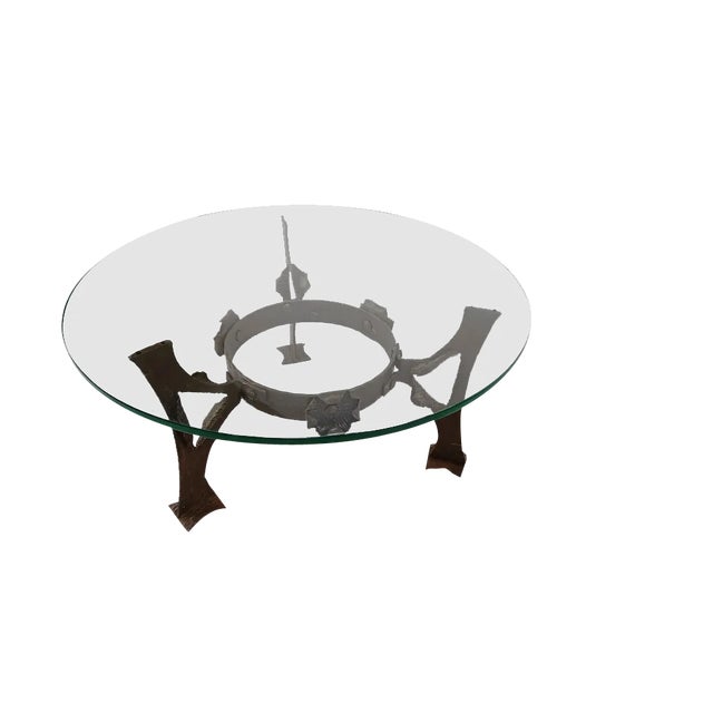 Sculpted Steel Flower Coffee Table, 1970s For Sale