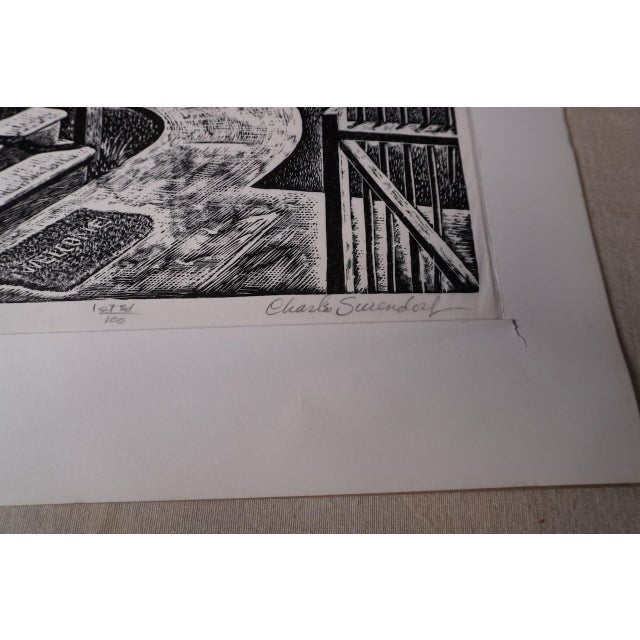 Early 20th Century Charles Surendorf (1906-1979) Front Yard, Columbia - Linocut For Sale - Image 5 of 5