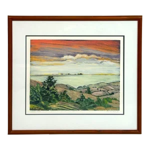 Vintage Ann Hogle Original Watercolor Landscape “Falkland Island”