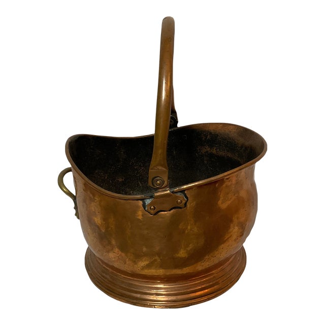 Antique Victorian Copper & Brass Helmet Coal Scuttle For Sale