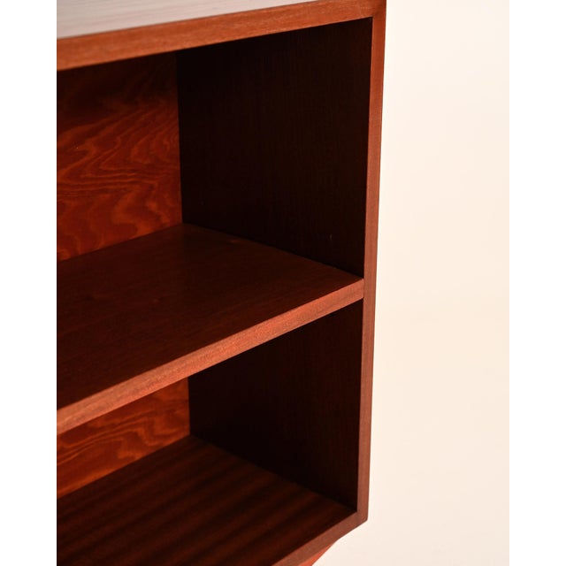 Wood Scandinavian Bookcase with Open Mahogany Shelves, 1960s For Sale - Image 7 of 9