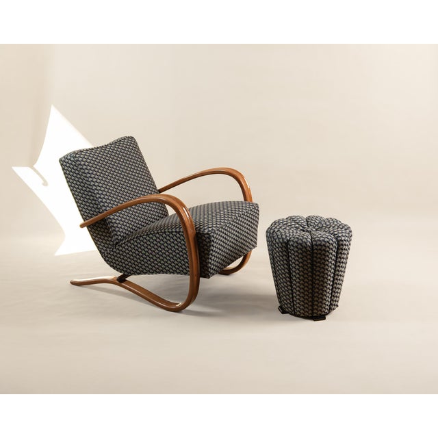 H-269 Lounge Chair and Ottoman by Jindřich Halabala for Up Závody, 1930s, Set of 2 For Sale - Image 6 of 6