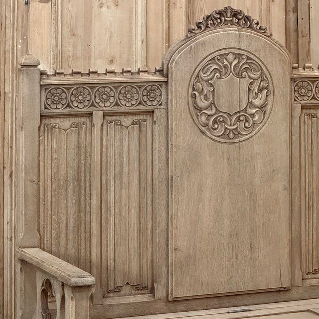 19th Century French Gothic Revival Hall Bench in Stripped Oak For Sale - Image 9 of 18