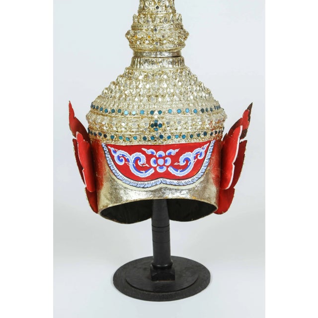 Gold Gilt Thai Demon Mask Dance Headdress Crown For Sale - Image 8 of 9