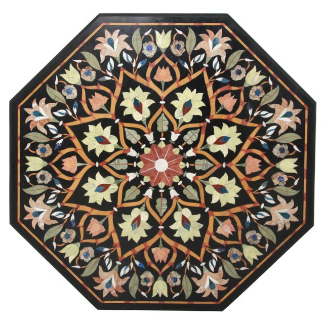 An impressive antique Italian Pietra Dura center or entry table, made in Italy in the late 19th century and executed in...