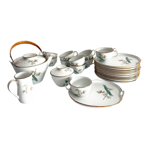 Mid 20th Century Noritake Japanese Snack Set for 12 With Teapot, Creamer and Sugar - 7 Pieces