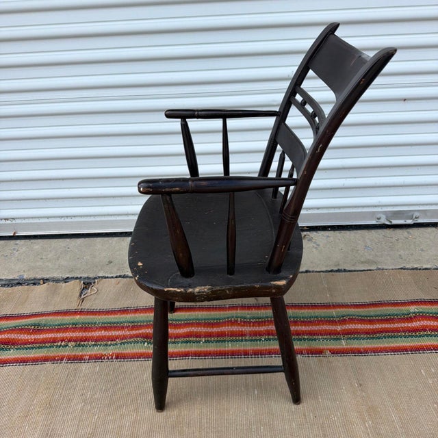 Antique Federal Windsor Splat-Back Armchair Vermont or New York, 1820's For Sale - Image 4 of 16