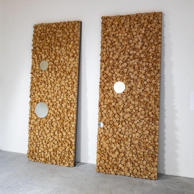 Decorative Wooden Panels with Mirrors, Set of 2 For Sale - Image 4 of 7