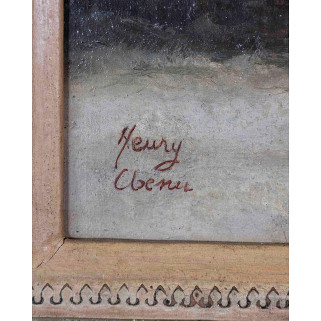 19th Century Henry Chenu, Winter Landscape with Windmill, Oil on Panel For Sale - Image 4 of 8