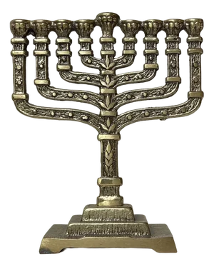 Brutalist Bronze Hanukkah Menorah Candleholder by Hen Holon, Israel, 1970s