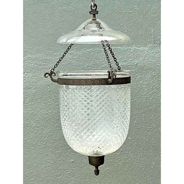 Mid 20th Century Vintage Diamond Cut Crystal Bell Jar Lantern For Sale - Image 5 of 12
