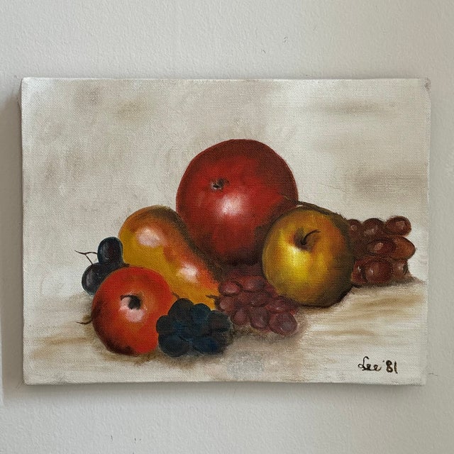 A wonderful little fruit still life from the early 1980s. The soft background of this work contrasts perfectly with the...