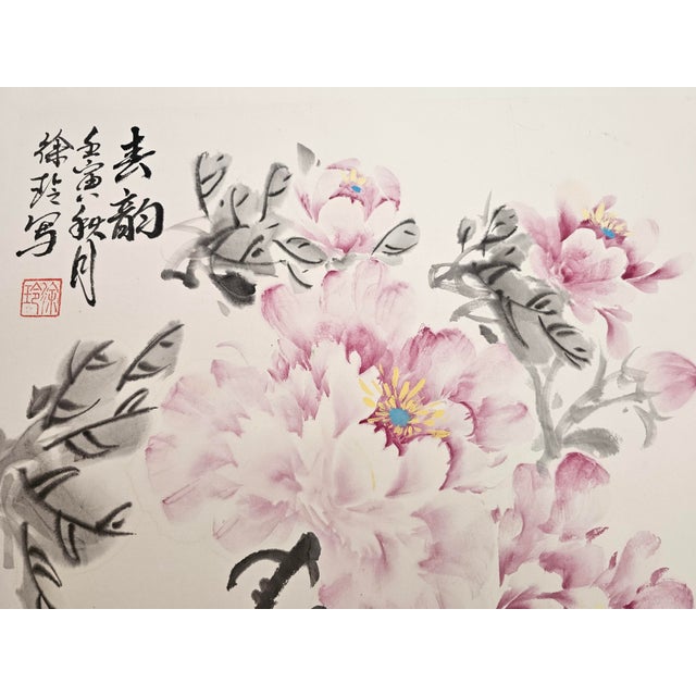 Spring Rhythm – Original Chinese Peony Ink Painting For Sale In Greensboro - Image 6 of 18