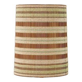 California Modern Maria Kipp Woven Lampshade in Sage, Cream, and Brown, 1960s For Sale
