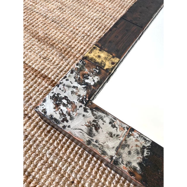 Vintage 1970s Paul Evans Brutal Metal Patchwork Wall Mirror For Sale In Palm Springs - Image 6 of 15