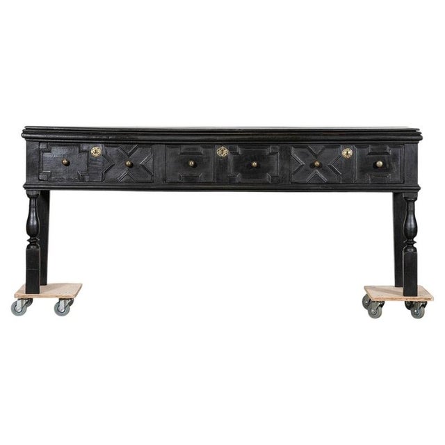 English 19thc Ebonised Oak Console Table, 1890 For Sale - Image 14 of 14