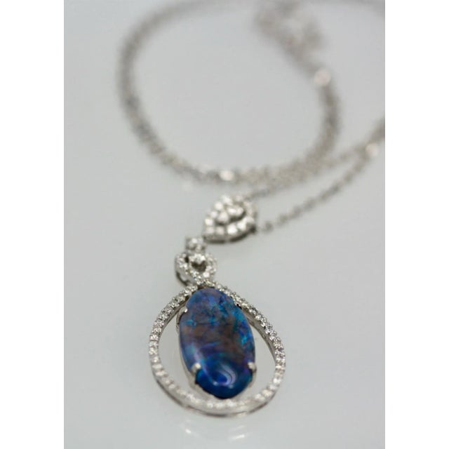 Black Crystal Opal Pendant With Diamond Surround For Sale - Image 4 of 6