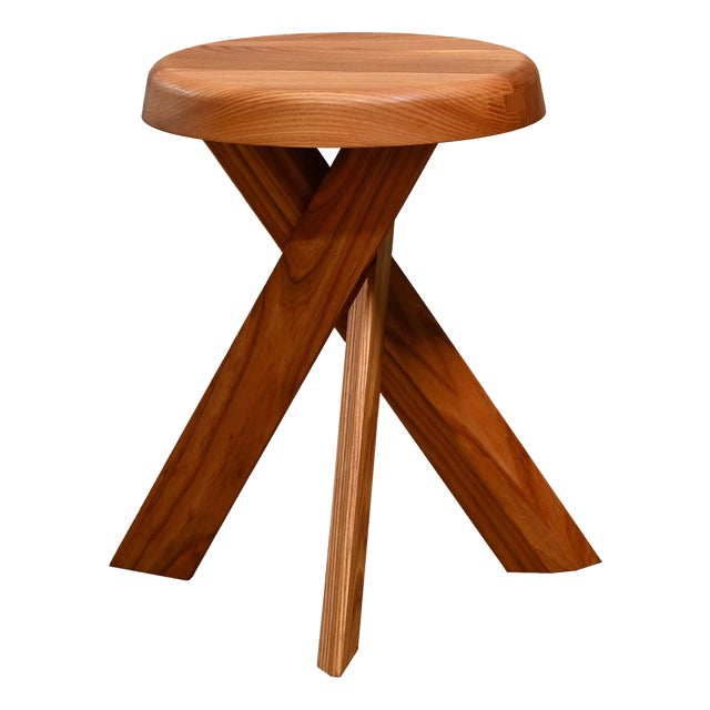 Stool S31 Model in Elmwood by Pierre Chapo, France For Sale