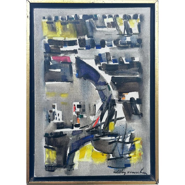 1958 Willy Mucha Abstract Oil Painting on Canvas, Signed For Sale In Miami - Image 6 of 6