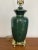 1950s Mid 20th Century Hollywood Regency Green Ceramic Table Lamp Brass Base Vintage 30” Tall For Sale - Image 5 of 12