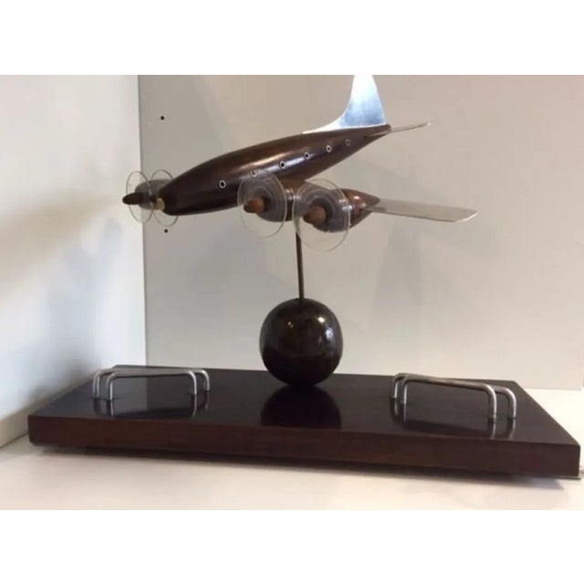 Wood Art Deco Rosewood Wooden Desk Airplane Model, 1940s For Sale - Image 7 of 12