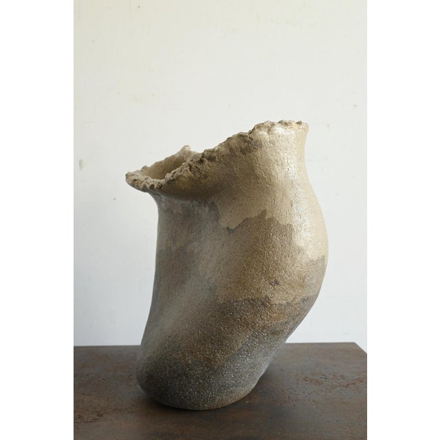 Contemporary Japanese Ceramic Vase / Sculptural Twisted Form / Abstract /Po391 For Sale - Image 6 of 17