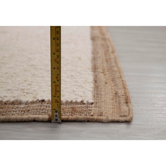Natural Wool Jute Ivory Solid Premium Quality Boho Style Rug 2.6x8Ft. For Sale - Image 9 of 11