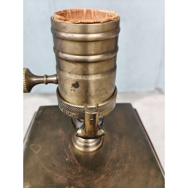 Traditional Vintage Wildwood Patinated Brass Architectural Table Lamp For Sale - Image 3 of 6