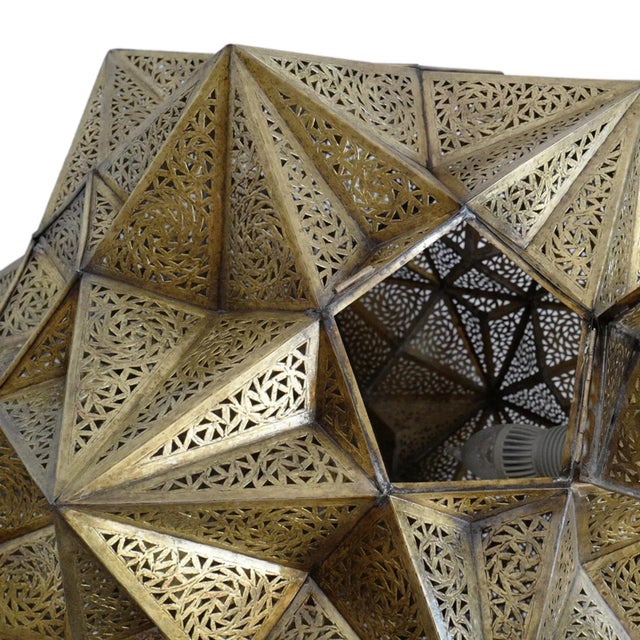 Vintage Brass Origami Star Pendant Light Large For Sale - Image 4 of 8