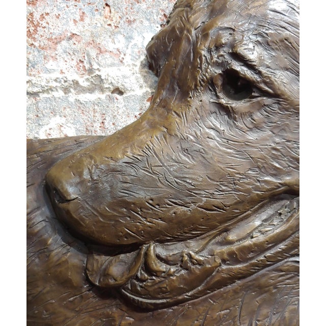 1960s Laurie Smith Golden Retriever Bronze Wall Plaque Sculpture For Sale - Image 5 of 8