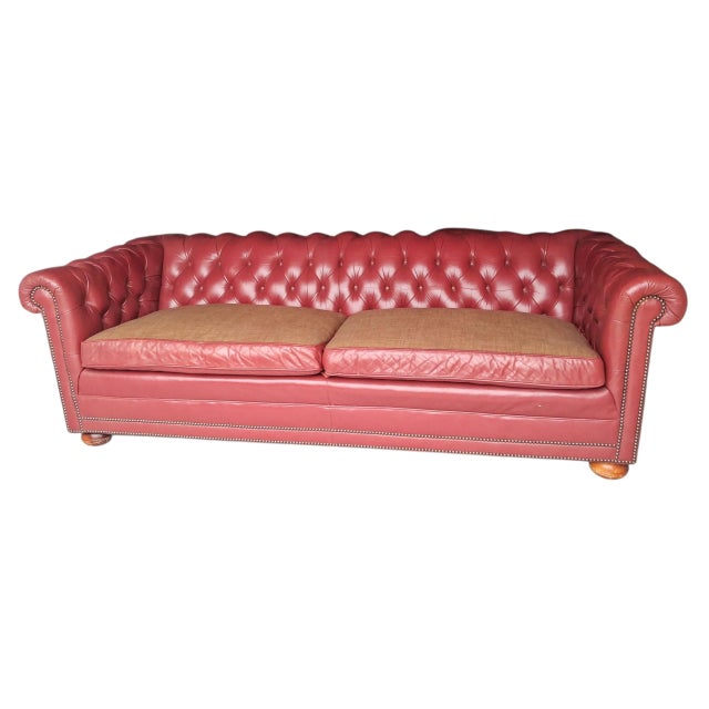 Vintage-inspired 3-piece leather living room set with a tufted Chesterfield sofa, a classic wingback armchair &...