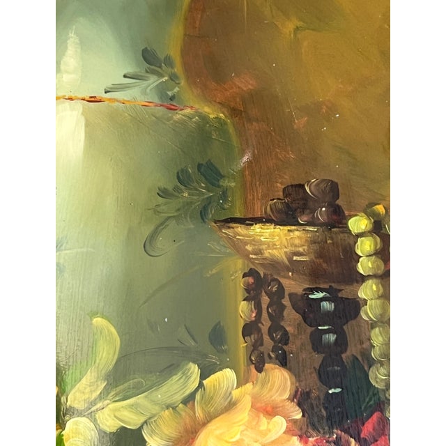 Mid 20th Century Vintage Handpainted Russian Still Life Lacquered Painting With Gilded Edges For Sale - Image 5 of 12