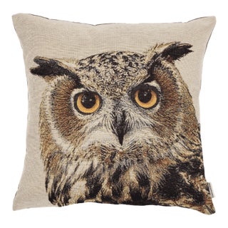Oswald Owl Woven Cushion With Feather Filler - 42x42cm (17"x17") For Sale