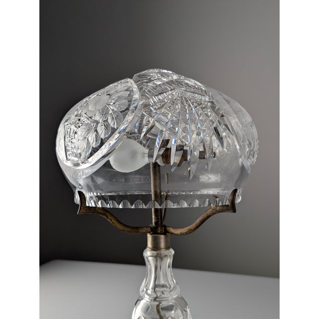1920s Art Deco French Cut Crystal Mushroom Table Lamp, 1920s For Sale - Image 5 of 18
