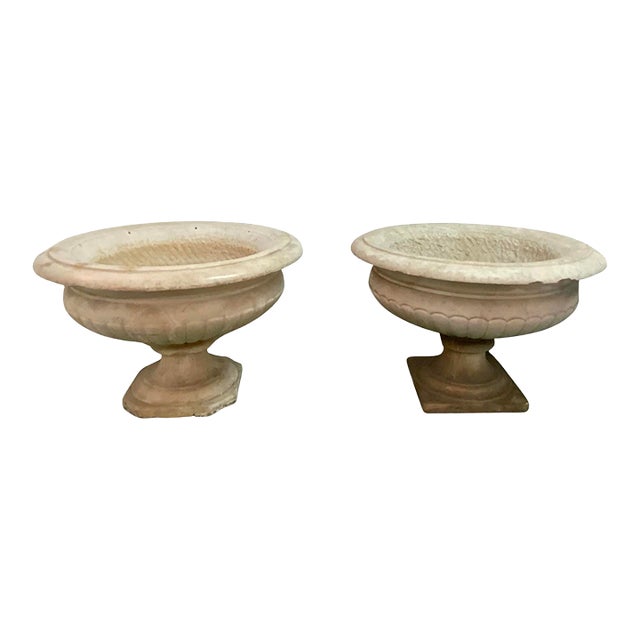 Grand Scale Hand Carved Marble Urns - a Pair For Sale