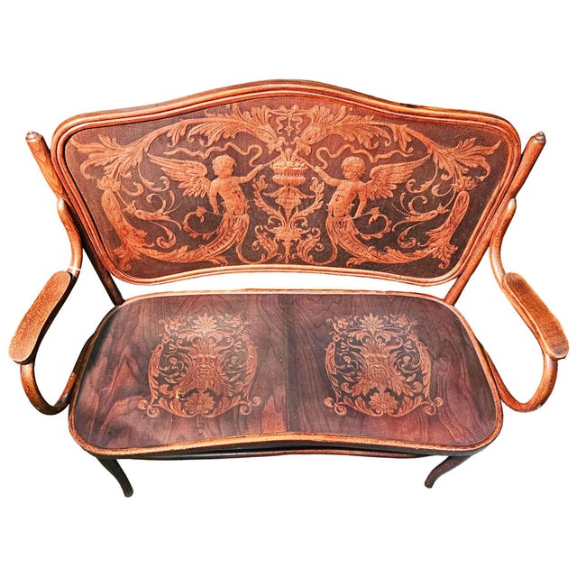 Vienna Secession Bentwood Angel Motif Settee Bench by Jacob & Josef Kohn No. 67 For Sale In Los Angeles - Image 6 of 12