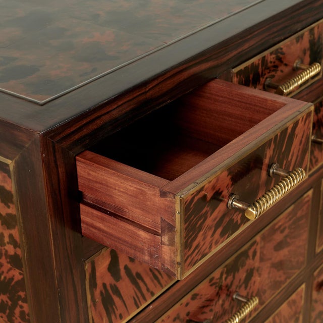 Brown Vintage Faux Tortoiseshell and Rosewood Chest of Drawers For Sale - Image 8 of 17