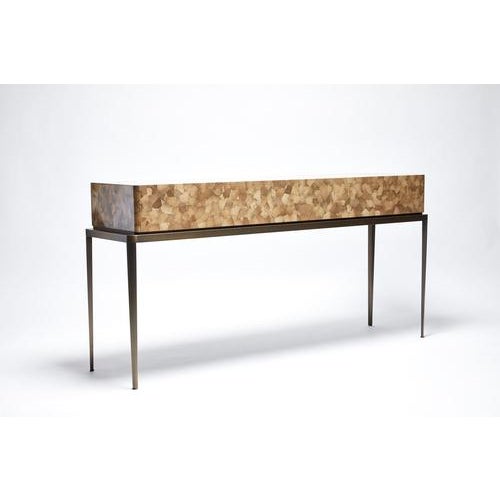 Unique Limited JAYA Bronze Leg Burned Eggshell Top Console By Reda Amalou Design Dimensions: 165 x 41 x H 80 cm Materials:...