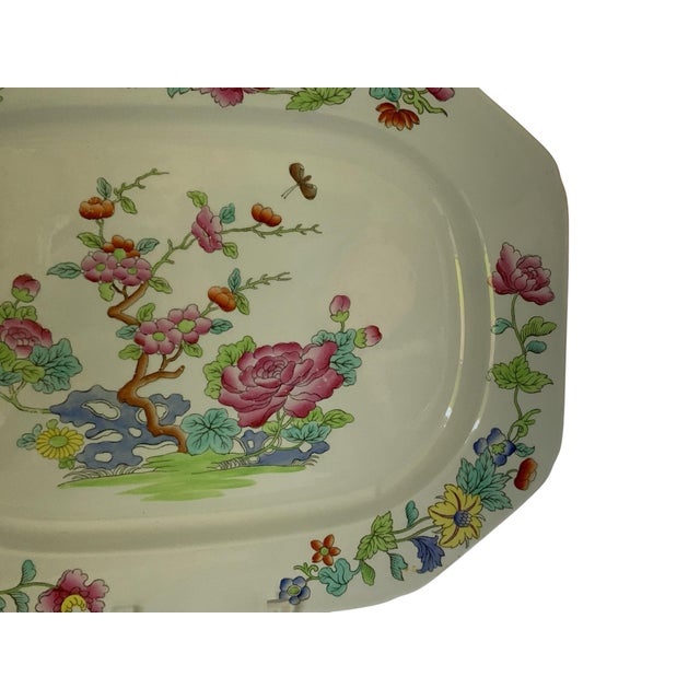 Antique Copeland Spode "Willis" Indian Tree 16.75" Hand Enameled Large Meat Serving Platter New Stone England Nov 1917 For Sale In Palm Springs - Image 6 of 8