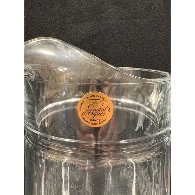 French Late Twentieth Century Cristal D’Arques Lead Crystal Pitcher and Four Wine Glasses in the Longchamp Pattern For Sale - Image 3 of 10